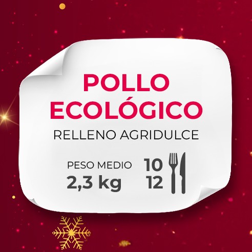 Pollo ecológico relleno agridulce asado a fuego lento