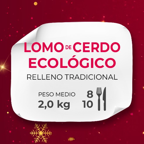 Lomo de cerdo ecológico relleno tradicional asado a fuego lento