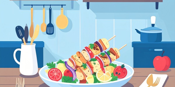 Brochetas de pollo con manzana