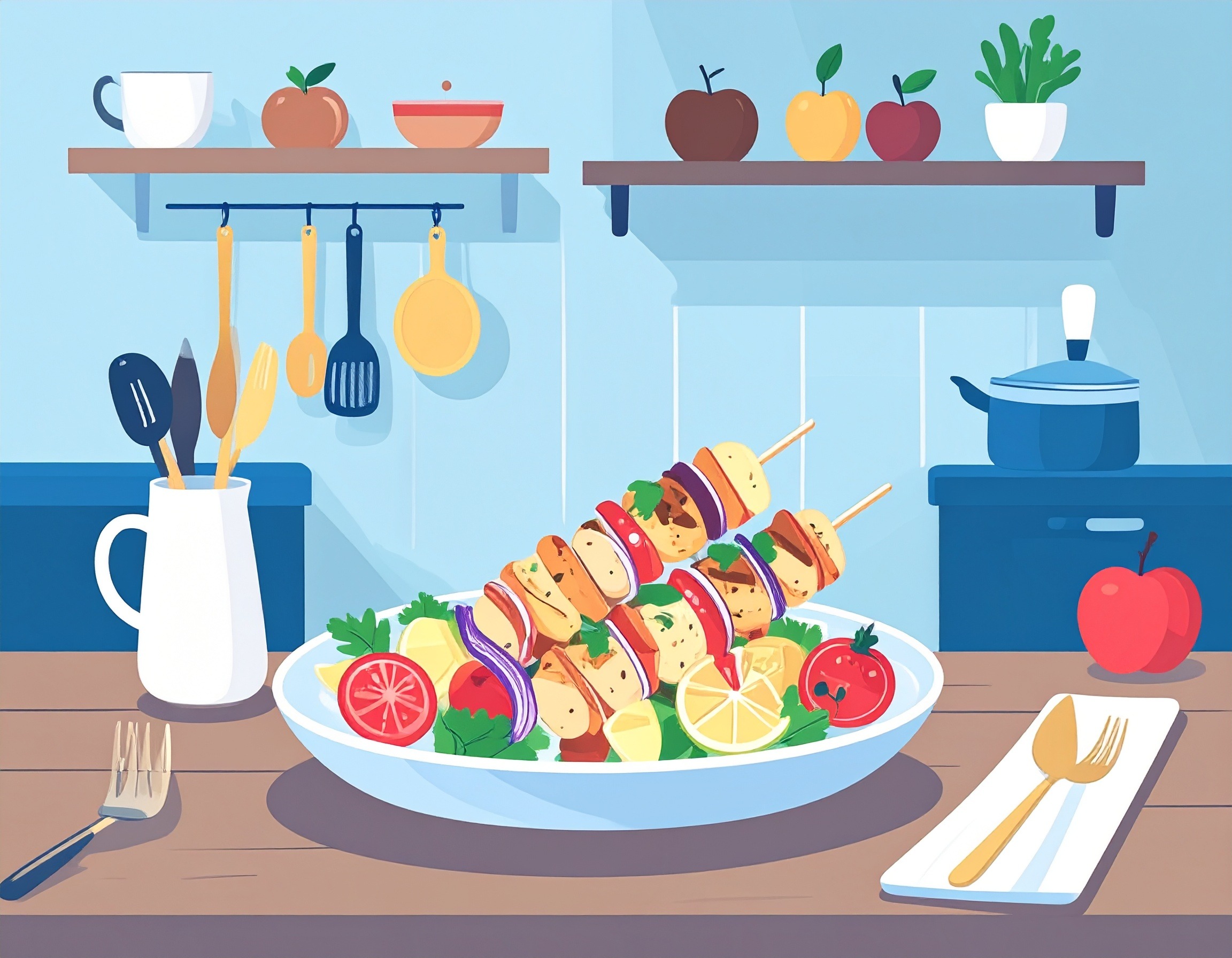 Brochetas de pollo con manzana