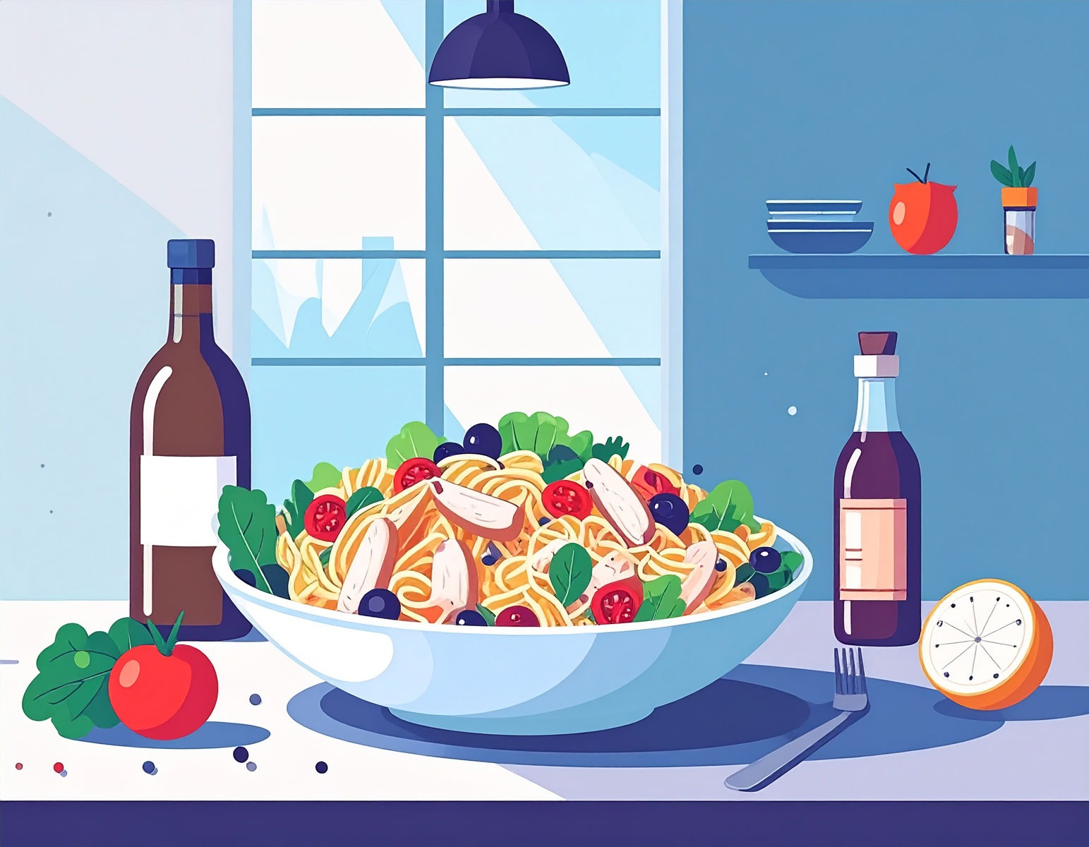 Ensalada de pasta y pavo